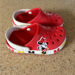 CROCS Kids Red Minnie Mouse Clogs with White Accent